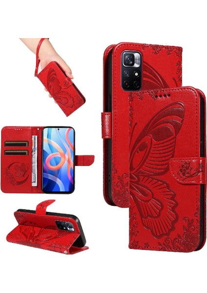 Xiaomi Redmi Not 11 Için Flip Case Kredi Kartı ile 5g Kabartmalı Kelebek (Yurt Dışından)