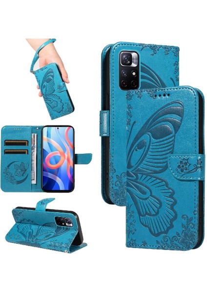 Xiaomi Redmi Not 11 Için Flip Case Kredi Kartı ile 5g Kabartmalı Kelebek (Yurt Dışından)