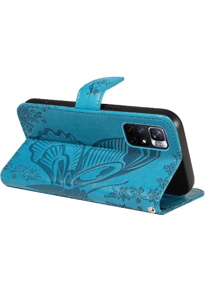 Xiaomi Redmi Not 11 Için Flip Case Kredi Kartı ile 5g Kabartmalı Kelebek (Yurt Dışından)