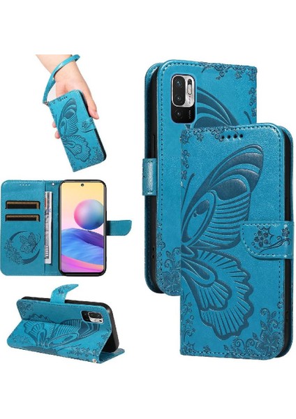 Xiaomi Poco M3 Pro 5g Için Flip Case Kabartmalı Kelebek Ayrılabilir El (Yurt Dışından)