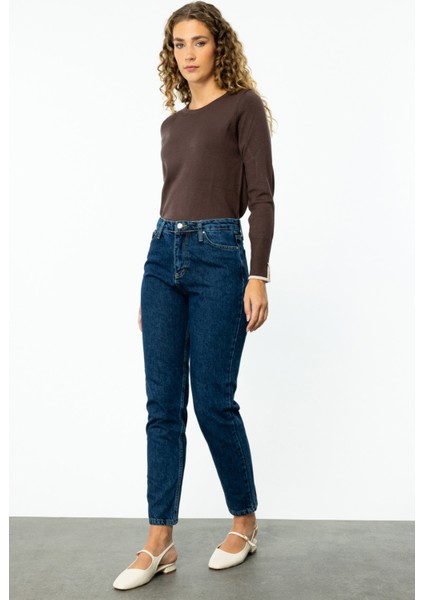 Kadın Mom Jeans Yüksek Bel Pantolon 4125 Indigo fiyatları