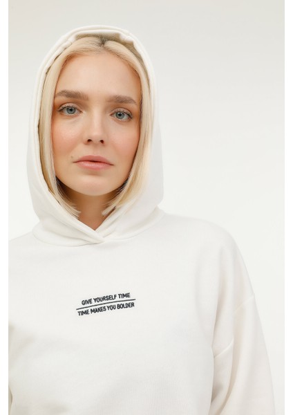 W-GF200 Eva Hoodıe 2pr Ekru Kadın Sweatshirt