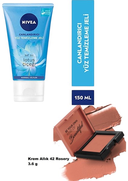 Cream Blush - Krem Allık 42 Rosery + Nıvea Canlandırıcı Yüz Temizleme Jeli 150ML
