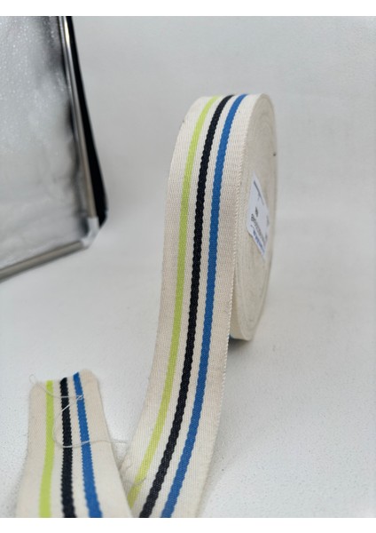 4 cm Pamuk Çizgili Şerit-5 Metre (Ekru)