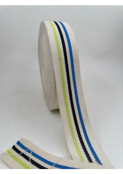 4 cm Pamuk Çizgili Şerit-5 Metre (Ekru)