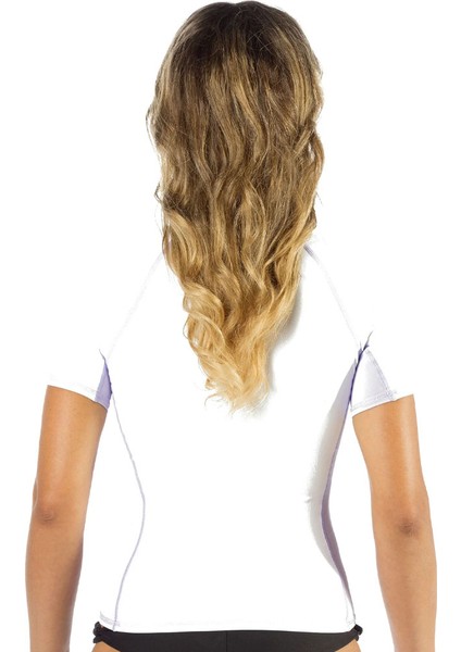 Lady Kısa Kollu Beyaz-Lila Yetişkin Rash Guard Medium