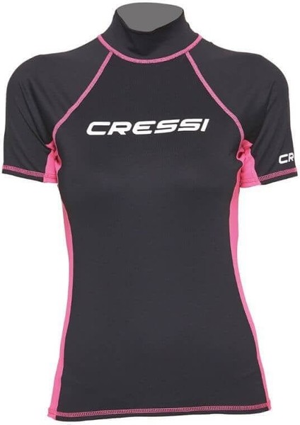 Lady Kısa Kollu Siyah-Pembe Yetişkin Rash Guard Small