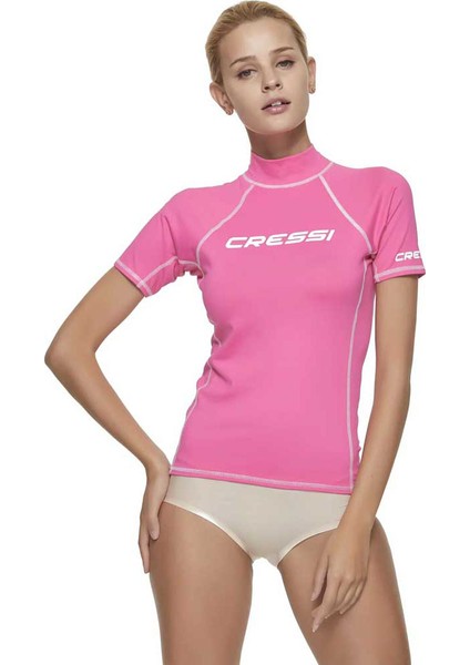 Lady Kısa Kollu Pembe Yetişkin Rash Guard Large