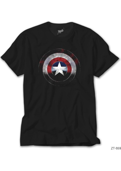Captain America Shield Siyah Tişört