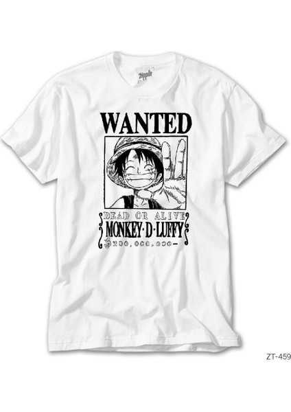Wanted Luffy Beyaz Tişört