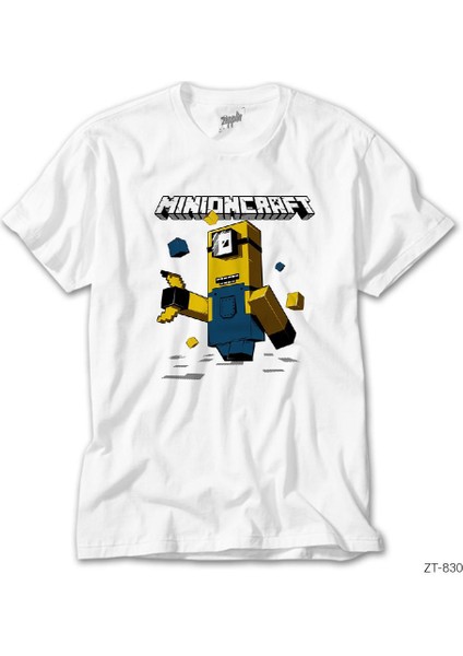 Minion Minecraft Beyaz Tişört