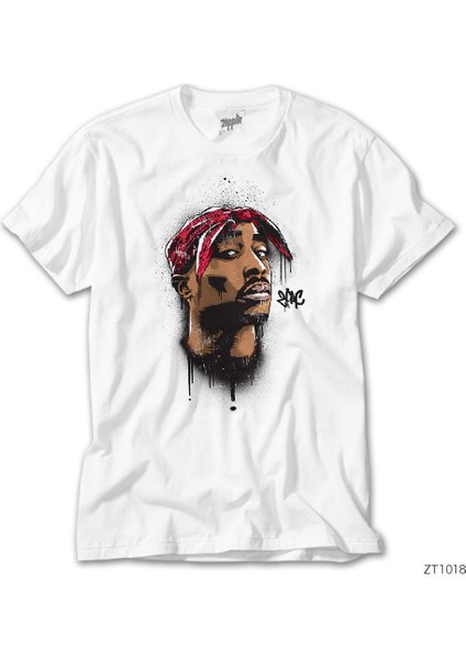 Tupac Shakur Cartoon Artwork Beyaz Tişört