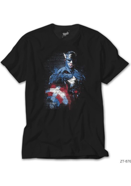Captain America Stencil 2 Siyah Tişört