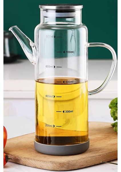 Borosilikat Kaymaz Tabanlı Metal Kapaklı Tıpalı Yağdanlık 1000 ml