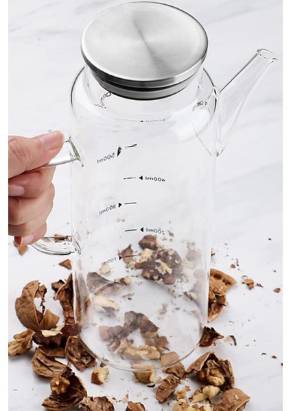 Borosilikat Kaymaz Tabanlı Metal Kapaklı Tıpalı Yağdanlık 1000 ml fiyatları