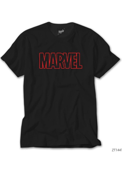 Avengers Infinity War Marvel Outline Logo Siyah Tişört