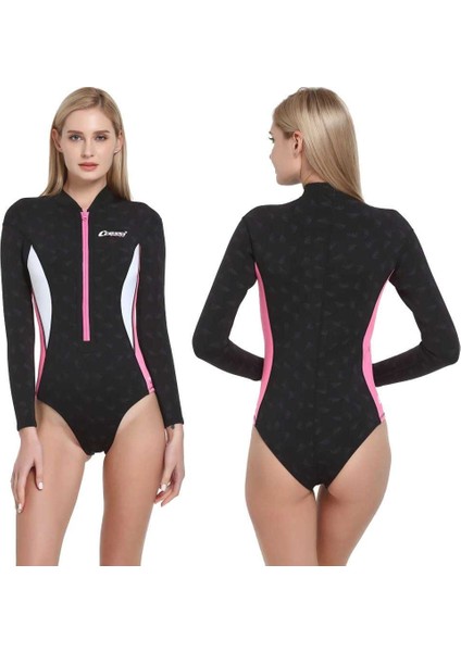 Termico Lady 2 mm Pembe-Beyaz Shorty Uzun Kol Yüzücü Elbisesi Large fırsatları