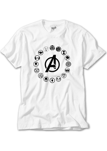 Avengers Heroes Logo Beyaz Tişört