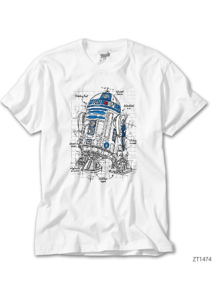 Star Wars R2D2 Schema Beyaz Tişört