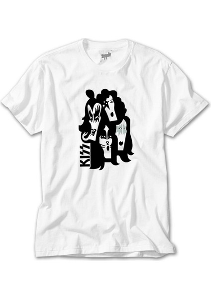 Kiss Cartoon Face Beyaz Tişört