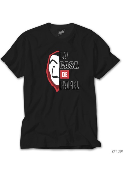 La Casa De Papel Half Face Siyah Tişört