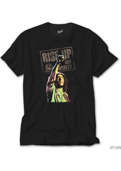 Bob Marley Rise Up Siyah Tişört