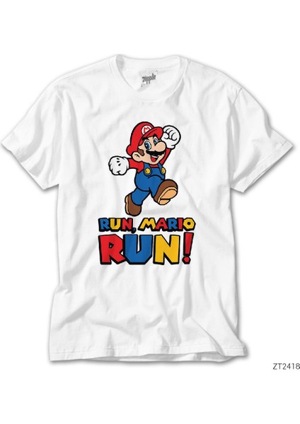 Super Mario Run Run Beyaz Tişört