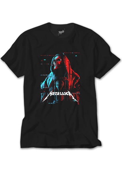 Metallica Red Blue Siyah Tişört