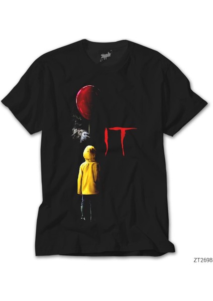 It Child And Balloon Siyah Tişört