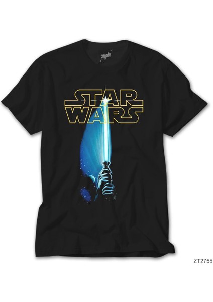 Star Wars Sword And Logo Siyah Tişört