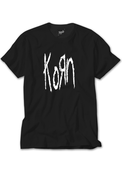 Korn Logo Siyah Tişört