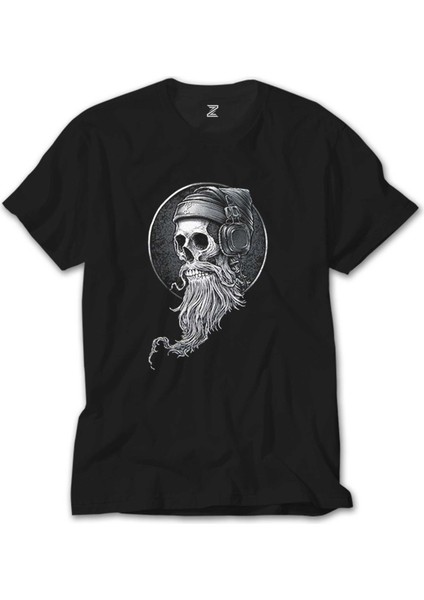 Skull Kuru Kafa Hippy Siyah Tişört