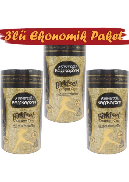 3'lü Ekonomik Paket Şekeroğlu Kaffkaform Bitkisel Karışım Çayı (SİYAH) 40x2 gr Süzen Poşet