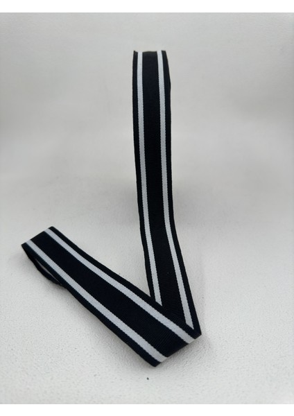 3 cm Çizgili Grogren Şerit-5 Metre-Siyah/beyaz