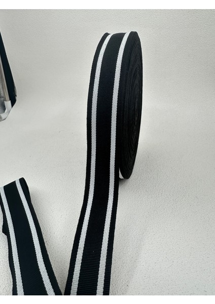 3 cm Çizgili Grogren Şerit-5 Metre-Siyah/beyaz fırsatları