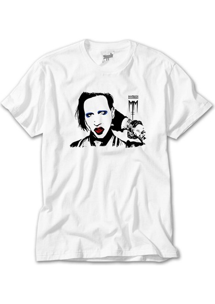 Marilyn Manson Portre Beyaz Tişört