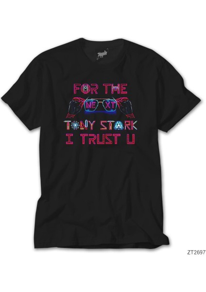 Iron Man Tony Stark Trust You Siyah Tişört