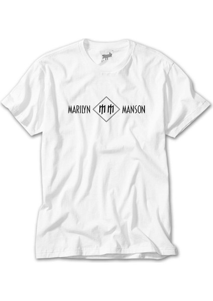 Marilyn Manson Logo And Text Beyaz Tişört