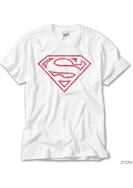 Supermn Distord Logo Beyaz Tişört