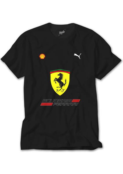 F1 Ferrari Siyah Tişört