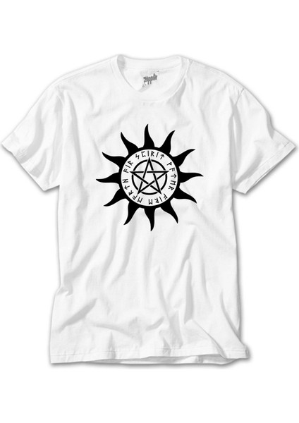 Pentagram Sun Star Beyaz Tişört