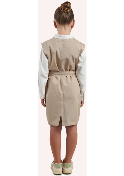 Kız Çocuk Dört Farklı Şekilde Giyilebilen Bej Yağmurluk indirimleri