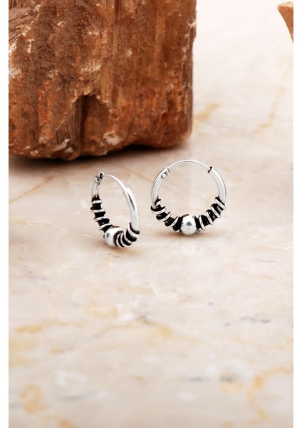 14 mm Toplu Elişi Gümüş Halka Küpe 7061