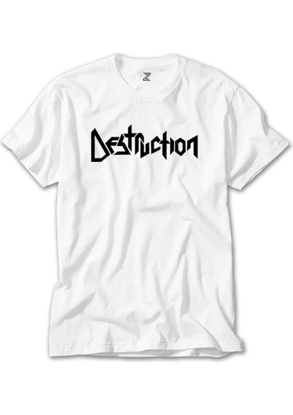 Destruction Text Beyaz T-Shirt