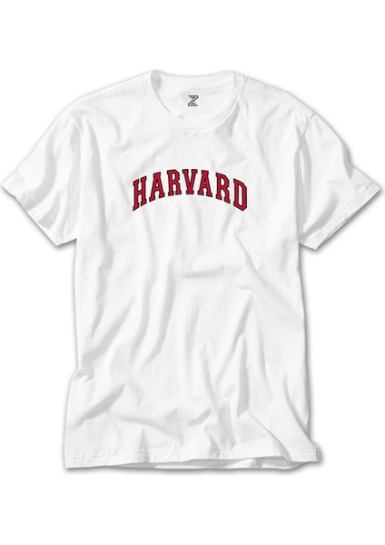 Harvard University Red Text Beyaz Tişört