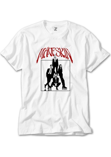 Maneskin Grup Afiş Beyaz Tişört