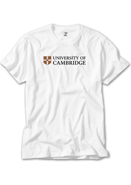 University Of Cambridge Logo Text Beyaz Tişört