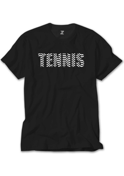 Tennis Text Siyah T-Shirt