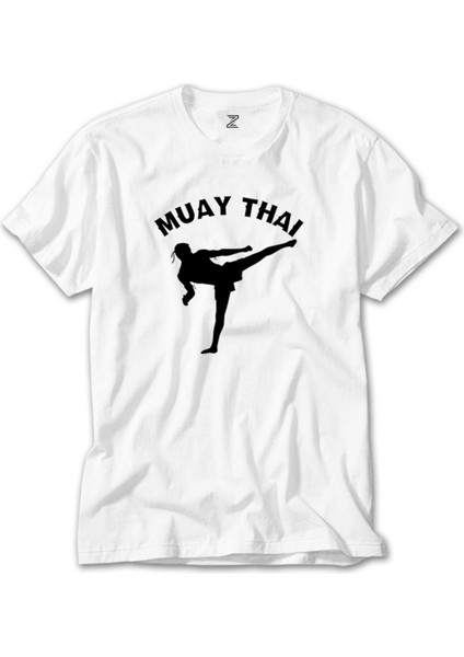 Karate Muay Thai Silhouette Beyaz Tişört