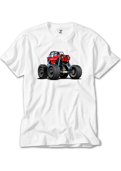 Jeep Canavar Kamyon Beyaz T-Shirt